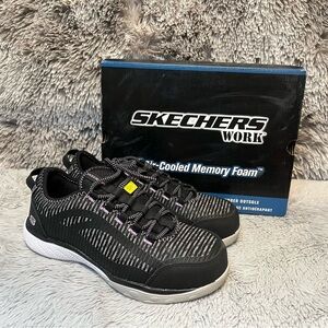 Skechers Work Women's Static Dissipative Lace Up Shoes Black/Purple